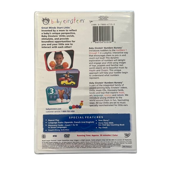 Baby Einstein Numbers Nursery DVD 2003 Interactive Kids Educational New Sealed - Picture 2 of 4